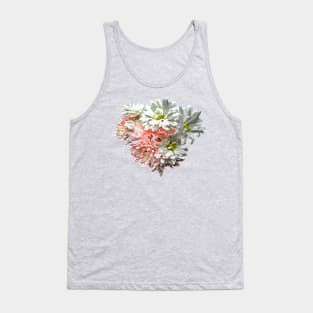 Daisies and Pink Chrysanthemums Heart Tank Top